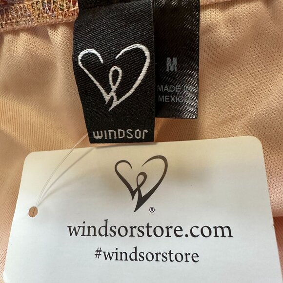 Windsor Strapless Floral Brocade Ruffle Midi Dress Peach Multicolor Size M NWT - Picture 7 of 13